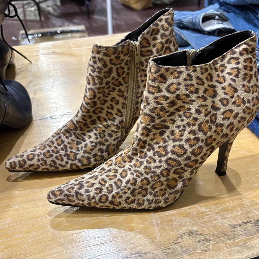 Intel Leopard Pattern Ankle Booties